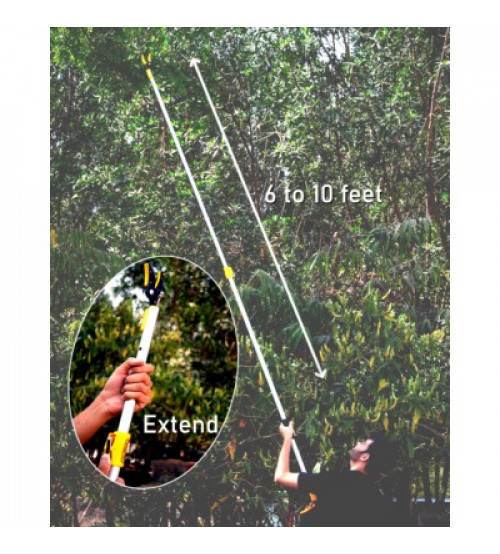 KSEIBI Telescoping Cut and Hold Long Reach Bypass Garden Pruner Extendable Saw Fruit Picker Harvester 6-10 Feet Telescoping Pole Saw Gardening Shear 