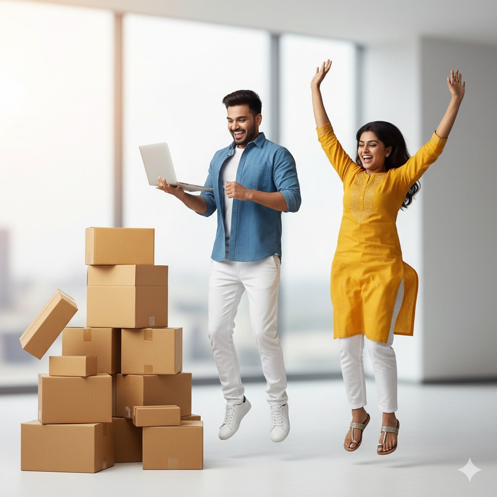 Happy sellers celebrating success